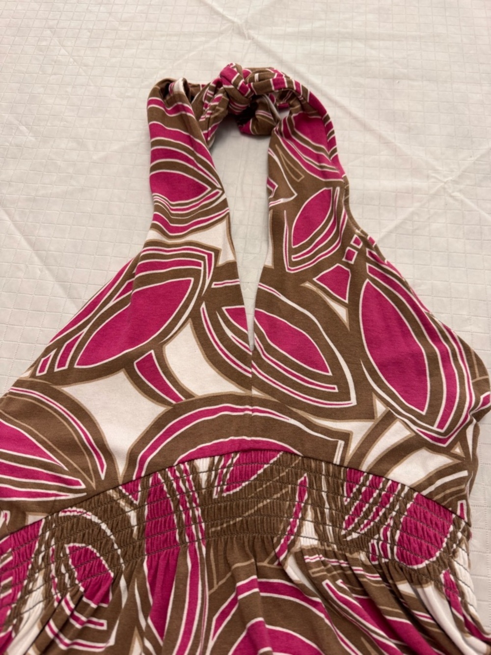 Tommy Bahama Pink and Brown Striped Halter Dress - Picture 2 of 4